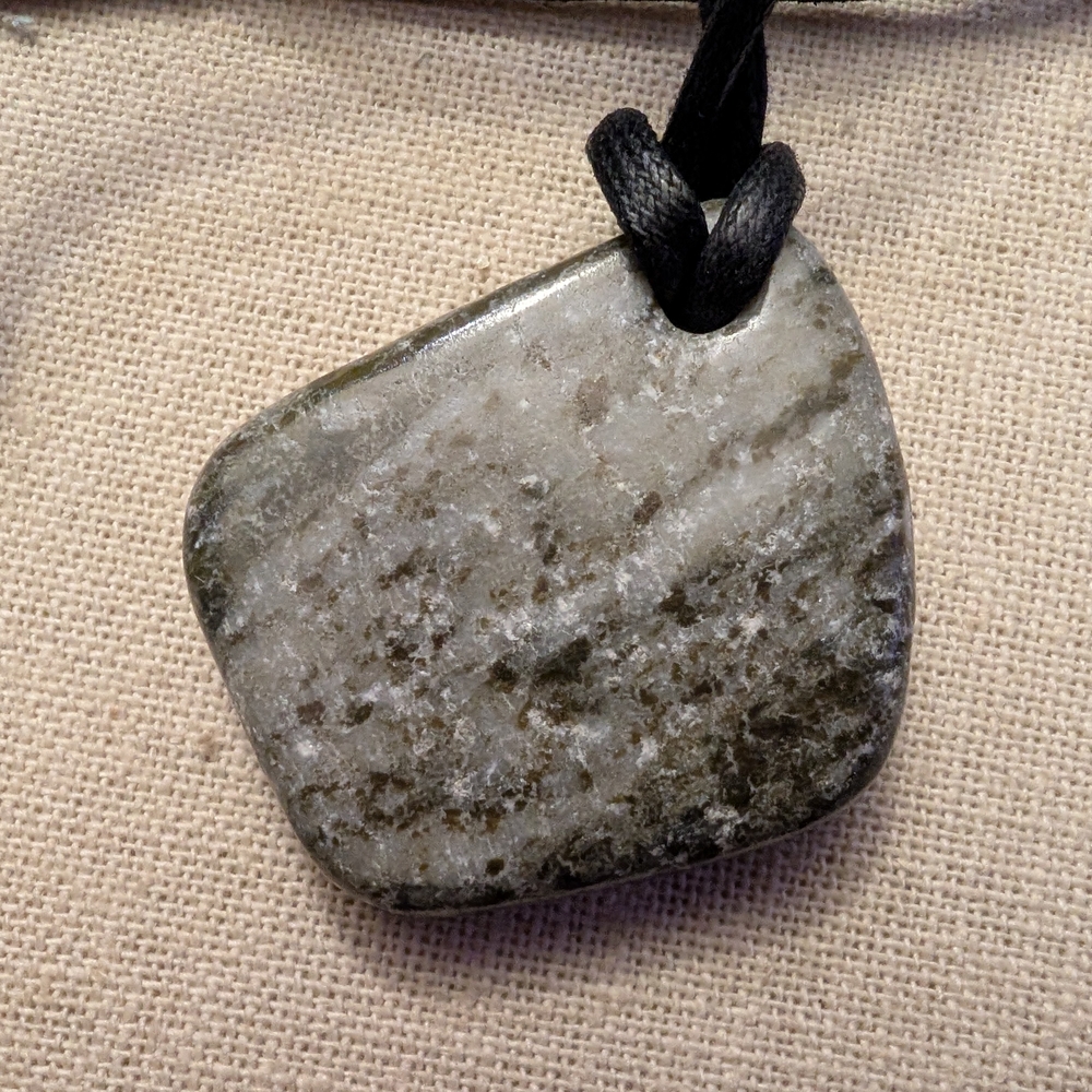 Natural Stone Pendant Necklace in Gray and White #4